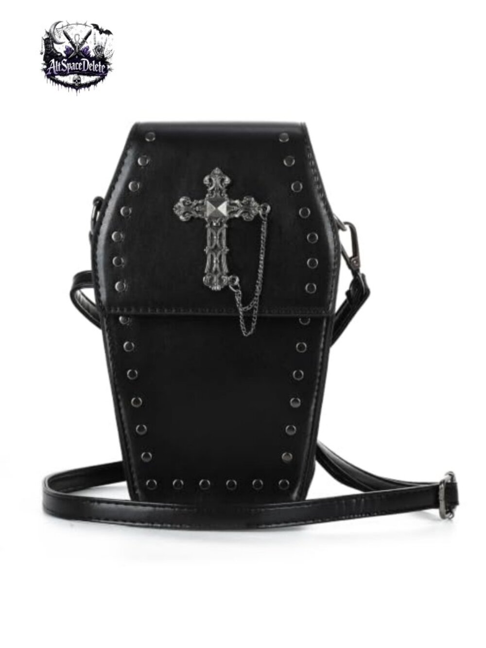 Gothic Coffin Purse Vegan Leather Skull Crossbody Bag Novelty Halloween